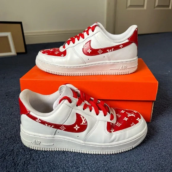 Custom red LV Nike Air Force 1s - Picture 3 of 4